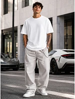 Pánské bavlněné bílé tričko oversize FashionStreet RX5683