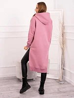 Zateplená mikina s bočnými rázporkami tmavo ružová