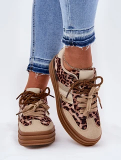 Dámské Tenisky Na Platformě S Šněrováním Leopardí Béžové model 21696212 - Boto