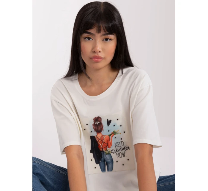 T shirt LK TS model 18741366 ecru - FPrice T shirt LK TS model 18741366 ecru - FPrice