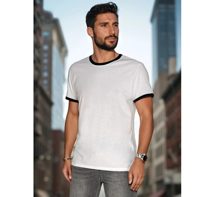 Pánske základné biele tričko FashionStreet RX5662