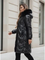 Dámská zimní bunda dlouhá prošívaná s kapucí černá Dstreet model 21995165 - FashionStreet