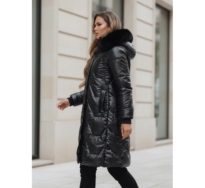 Dámská zimní bunda dlouhá prošívaná s kapucí černá Dstreet model 21995165 - FashionStreet