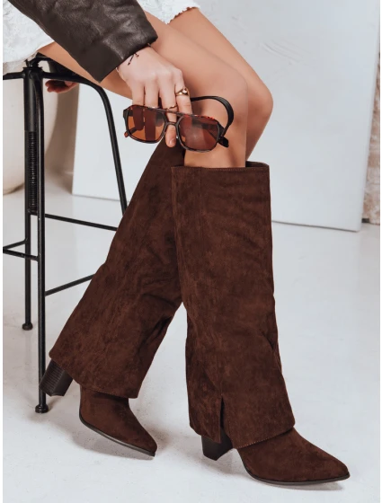 Dámské semišové kovbojské boty hnědé Dstreet model 21995212 - FashionStreet