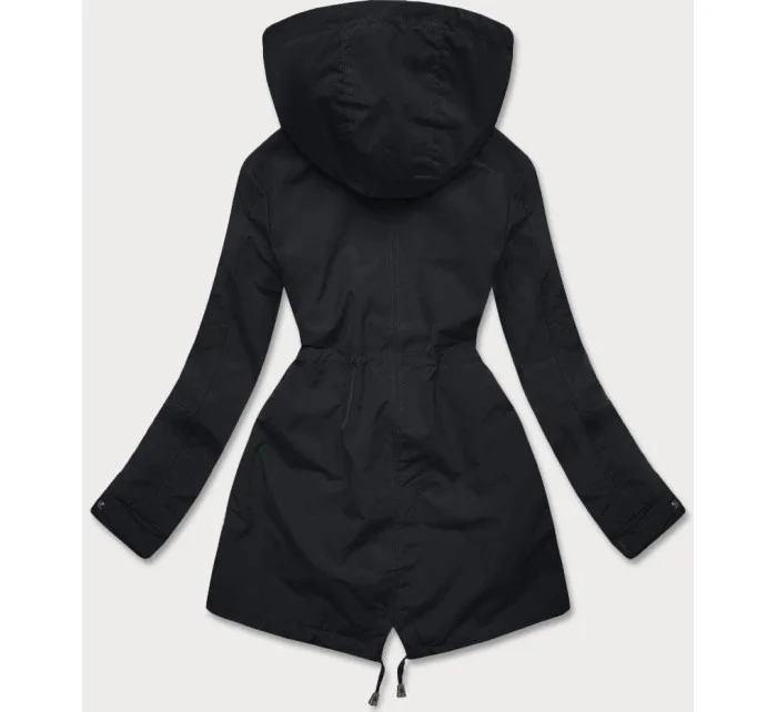 Tenká černá bunda parka s ozdobným lemováním model 18160247 - J.STYLE