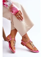 Skórzane Sandały Japonki Na Płaskim Obcasie Różowe Keep Going Skórzane Sandały Japonki Na Płaskim Obcasie Różowe Keep Going