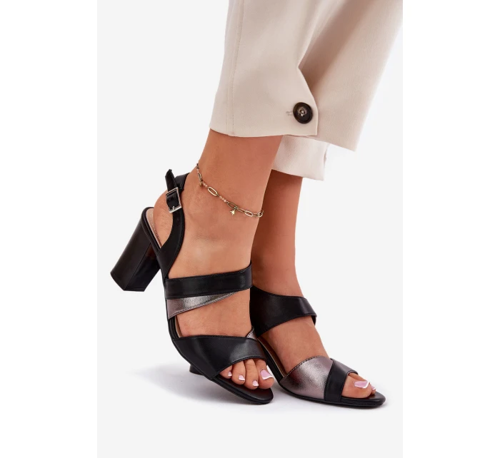 Dámské sandály na sloupku model 21694644 Černé - SERGIO LEONE