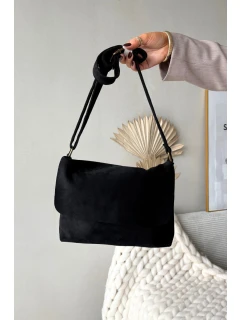 Kabelka poštovní taška z eko semiše černá Carenza