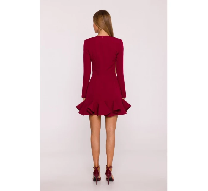 model 21296129 Šaty s volánkovým lemem bordó - Moe model 21296129 Šaty s volánkovým lemem bordó - Moe