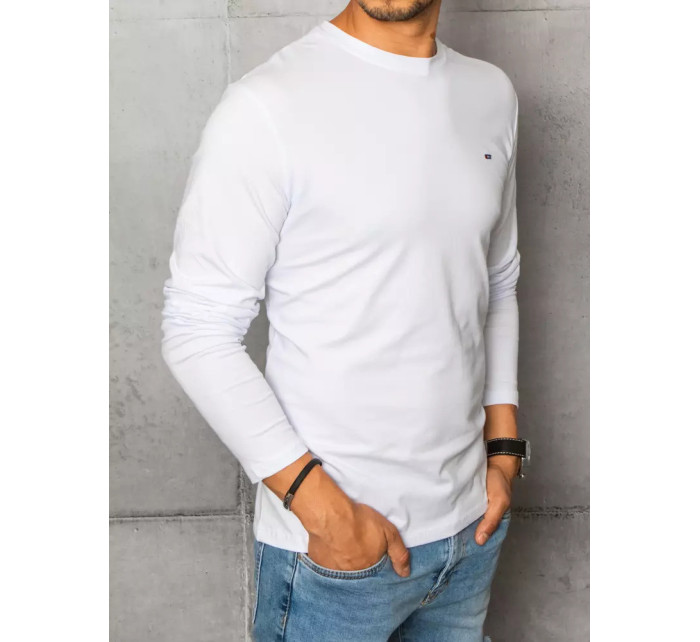 Biele pánske tričko s dlhým rukávom Dstreet LX0537
