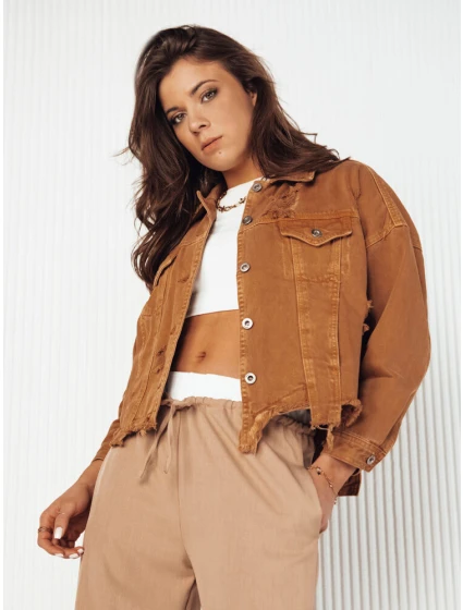 Dámská oversize džínová bunda camel model 21972719 - Dstreet Dámská oversize džínová bunda camel model 21972719 - Dstreet