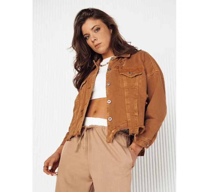 Dámská oversize džínová bunda camel model 21972719 - Dstreet Dámská oversize džínová bunda camel model 21972719 - Dstreet