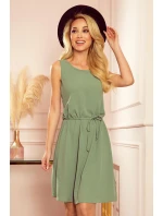 VICTORIA dámské trapézové šaty v olivové barvě model 15133117 - numoco VICTORIA dámské trapézové šaty v olivové barvě model 15133117 - numoco