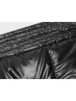 Čierno-haki hrubšia obojstranná dámska zimná bunda (V768g)