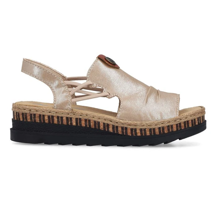 Dámske zlaté sandále na klinoch Rieker V7972-60