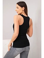 Dámske bavlnené tielko s okrúhlym výstrihom čierne