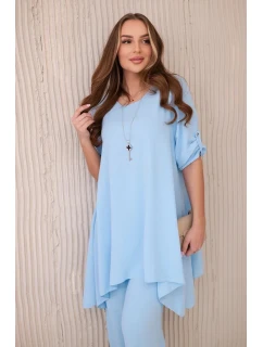 Súprava blúzka + nohavice s príveskom modrá