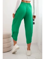 Nohavice so širokými nohavicami a vreckami zelené Nohavice so širokými nohavicami a vreckami zelené