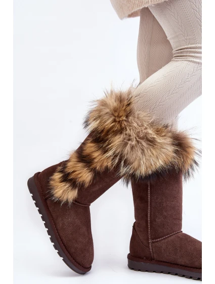 Damskie Botki Śniegowce Ocieplane Zamszowe Brązowe Balvin Damskie Botki Śniegowce Ocieplane Zamszowe Brązowe Balvin
