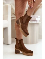 Botki Damskie Ocieplane Na Słupku Eko Zamszowe Brązowe Irissinae Botki Damskie Ocieplane Na Słupku Eko Zamszowe Brązowe Irissinae