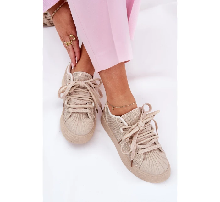 Sneakersy Damskie Ze Zdobieniem Na Platformie Beżowe Eanneth Sneakersy Damskie Ze Zdobieniem Na Platformie Beżowe Eanneth
