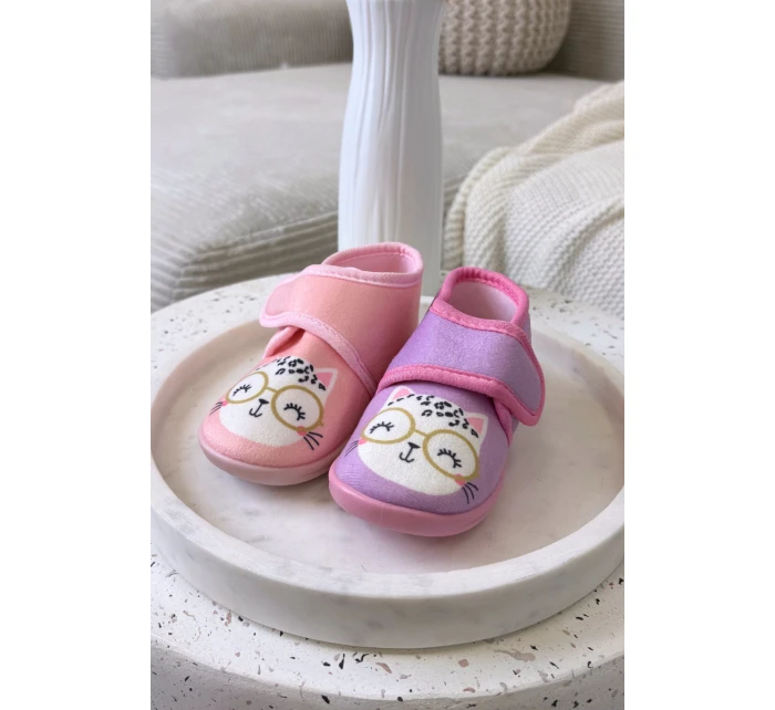 Dětské bačkory na suchý zip růžové Katline