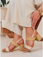 Dámské sandály na jehlovém podpatku beige Dstreet model 21984606 - FashionStreet