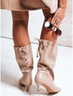 Dámské kozačky s svrškem béžové Dstreet model 21992965 - FashionStreet