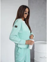 Dámska velúrová súprava s mikinou na zips mentolová (768)