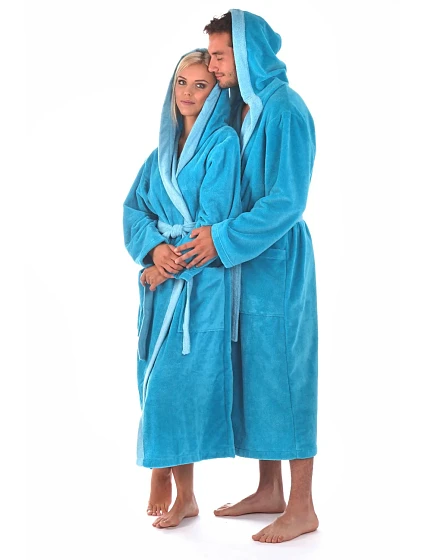 Unisex župan Tampa duo s kapucňou 3959 tyrkysový - Vestis Unisex župan Tampa duo s kapucňou 3959 tyrkysový - Vestis