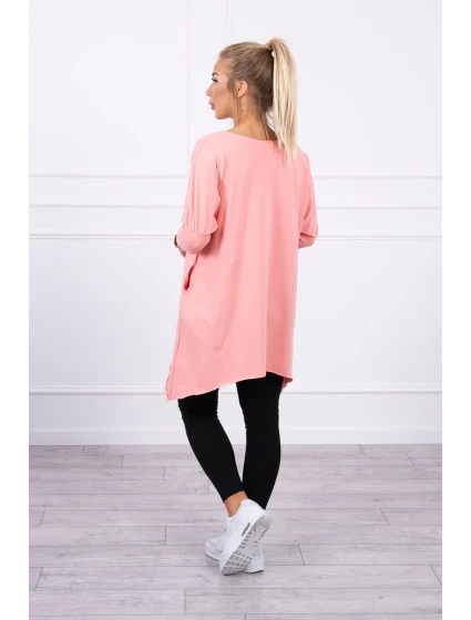 Oversize blúzka s dúhovou potlačou pier v marhuľovej farbe