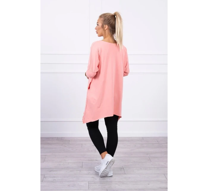 Oversize blúzka s dúhovou potlačou pier v marhuľovej farbe