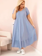 Dámske plus size šaty s krátkymi rukávmi a volánom z ľahkej viskózy