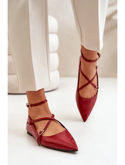 Dámské baleríny se a pásky bordové model 21670189 - Boto Dámské baleríny se a pásky bordové model 21670189 - Boto