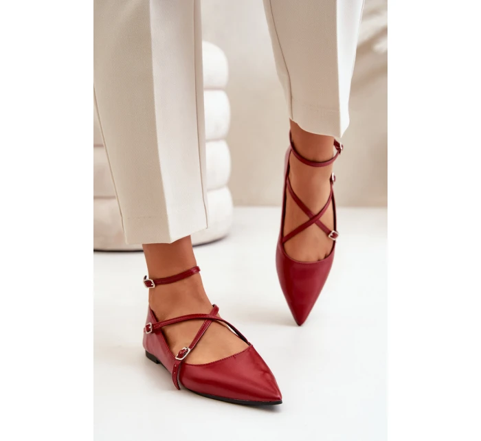 Dámské baleríny se a pásky bordové model 21670189 - Boto Dámské baleríny se a pásky bordové model 21670189 - Boto