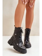 Botki Workery Damskie Z Ozdobami Eko Skórzane Czarne Cadenilla Botki Workery Damskie Z Ozdobami Eko Skórzane Czarne Cadenilla
