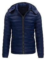 Pánska prechodová prešívaná bunda tmavo modrá - Tmavo modrá / L - DSTREET