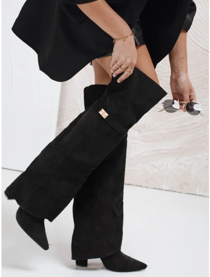 Dámské semišové černé kozačky Dstreet model 21993087 - FashionStreet