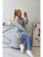 Zateplená mikina so zapínaním na cvoky sivá