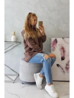 Zateplená mikina se zipem na zádech mocca