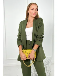 Elegantná súprava saka a nohavíc v khaki farbe