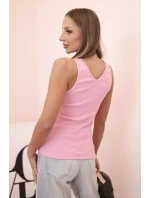 Top dámský bavlněný na ramínkách s výstřihem do V světle růžový Top dámský bavlněný na ramínkách s výstřihem do V světle růžový
