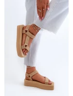 Sandały Damskie Na Platformie Beżowe Edireda Sandały Damskie Na Platformie Beżowe Edireda