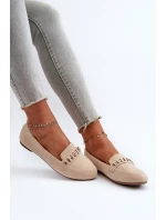 Błyszczące Mokasyny Damskie Z Łańcuchem Beżowe Aredilla Błyszczące Mokasyny Damskie Z Łańcuchem Beżowe Aredilla