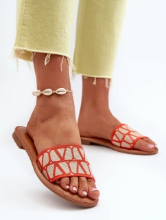 Dámské sandály na ploché podrážce oranžové model 21657417 - Boto