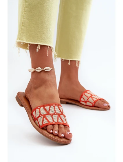 Dámské sandály na ploché podrážce oranžové model 21657417 - Boto Dámské sandály na ploché podrážce oranžové model 21657417 - Boto