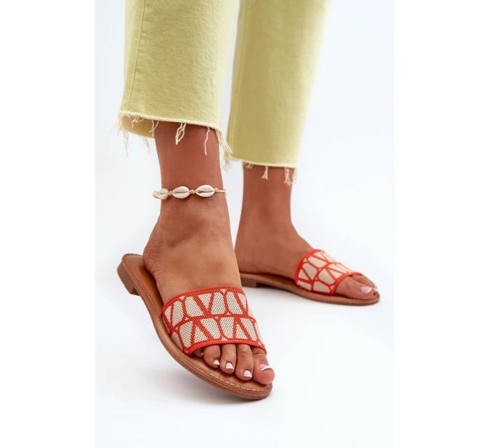 Dámské sandály na ploché podrážce oranžové model 21657417 - Boto Dámské sandály na ploché podrážce oranžové model 21657417 - Boto