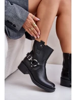 model 21673721 Kožené Boty Na Nízkém Podpatku Zateplené Černé - Zazoo model 21673721 Kožené Boty Na Nízkém Podpatku Zateplené Černé - Zazoo