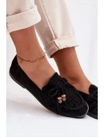 Dámské mokasíny s třásněmi a korálky Černé model 21937649 - Boto
