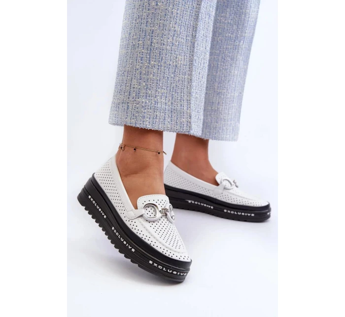 Dámske mokasíny LR750 / 197161 Biela s čiernou - S.Barski Dámske mokasíny LR750 / 197161 Biela s čiernou - S.Barski